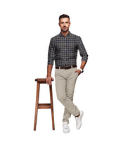 BLUE WITH IVORY CLASSY CHECKS COTTON SHIRT
